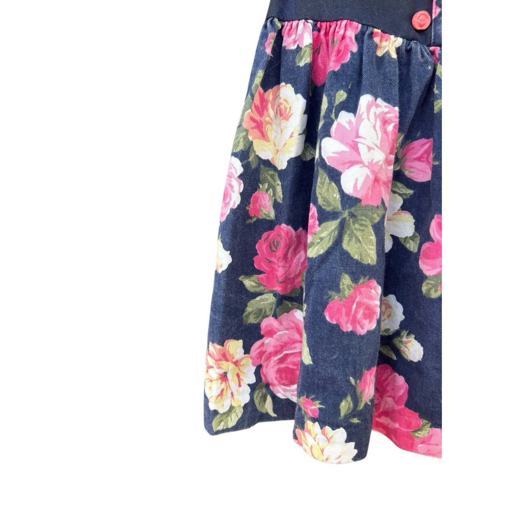 Vintage 90s Floral Two Piece Girls Suspender Skirt Dress Sz 6 Stephanie Tanner - Picture 3 of 5